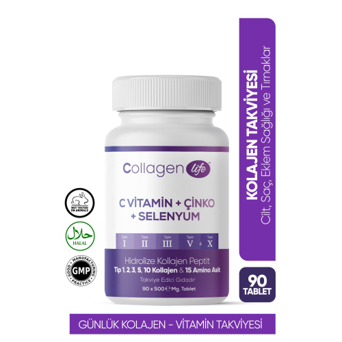 5 Tip Kolajen Tip 1, Tip 2, Tip 3, Tip 5 ,tip 10, ( Selenyum , C Vitamini Ve Çinko ) 90 Tablet