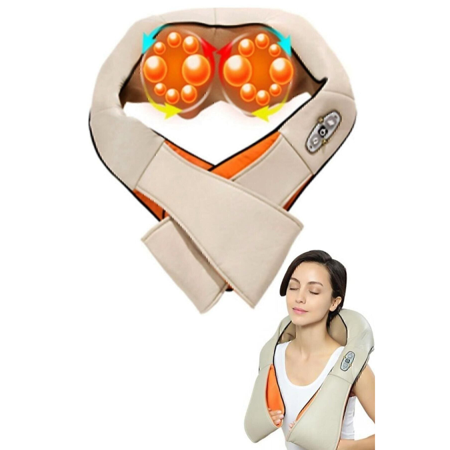 2021 Model Ovmalı Isıtmalı Masaj Aleti Boyun Sırt Bel Omuz Tüm Vücut Masaj Cihazı Krem