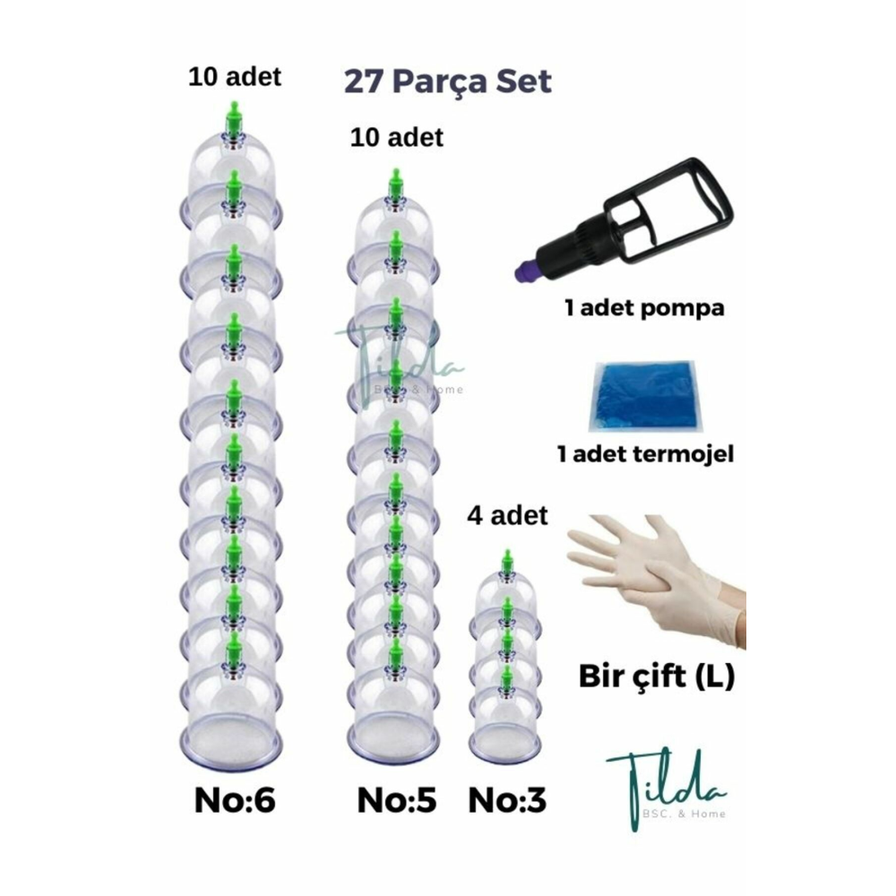 27'li Canlandırıcı Selülit-çatlak Giderici Kupa Çekme Vakumlu Masaj Aleti-hacamat Seti / Massage Cup