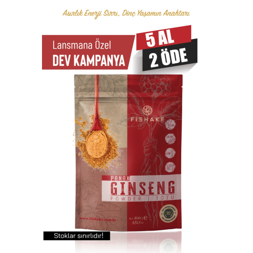 Panax Ginseng Toz Ekstrakt %100 Saf Bitki Kökü Multivitamin Ve Mineral 100 Gr