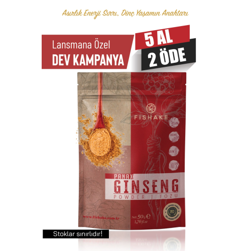 Panax Ginseng Toz Ekstrakt   Saf Bitki Kökü Multivitamin Ve Mineral 50 Gr
