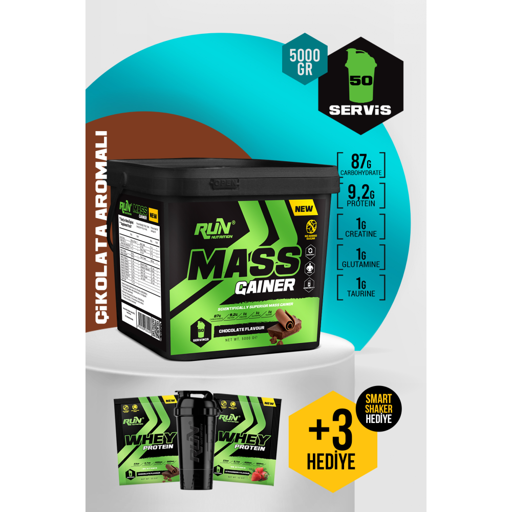 Gainer - 5 kg - Çikolata Aromalı - 50 Servis - Hediyeli