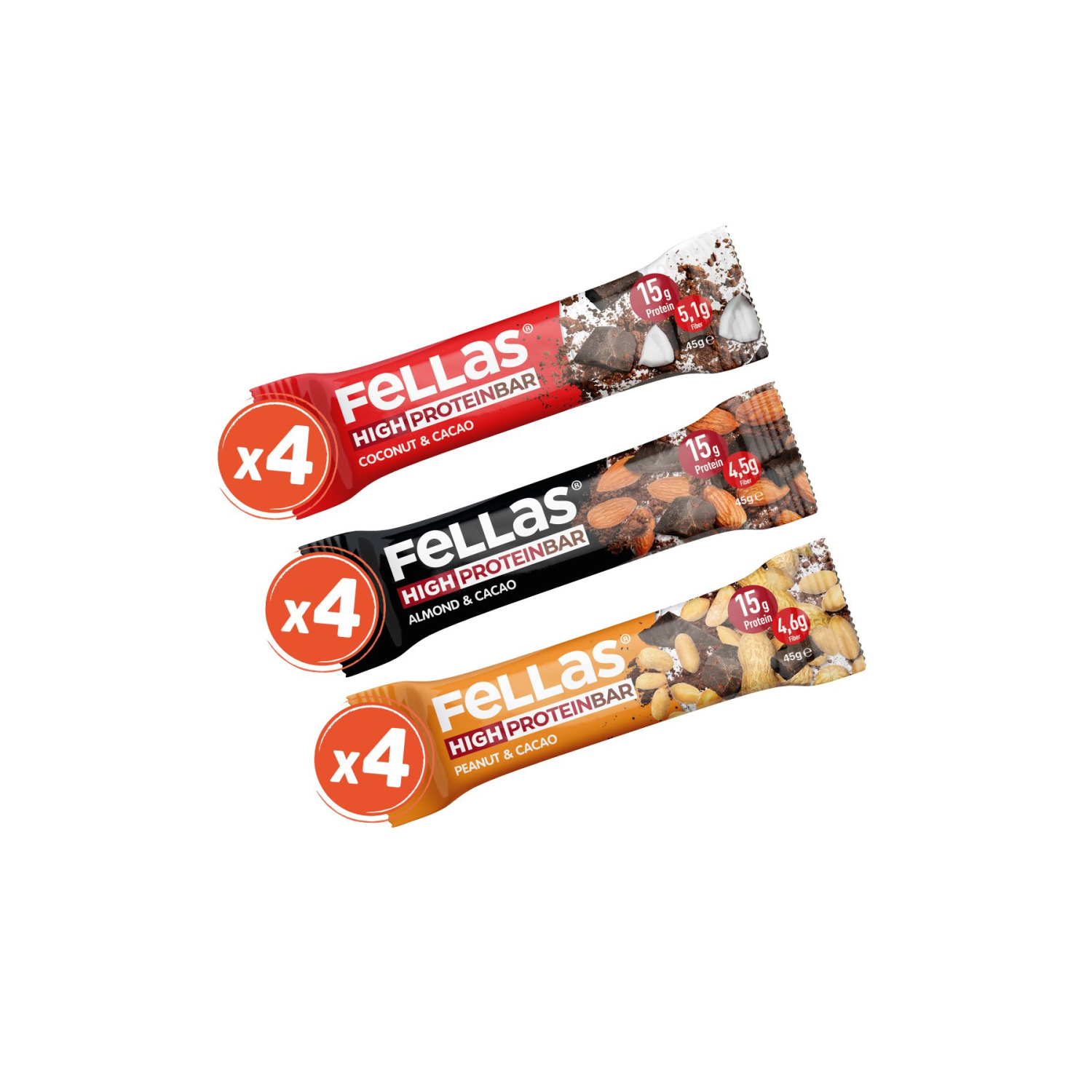 Yüksek Protein Bar 45g Karma Kutu 12 Adet (3 Çeşit)