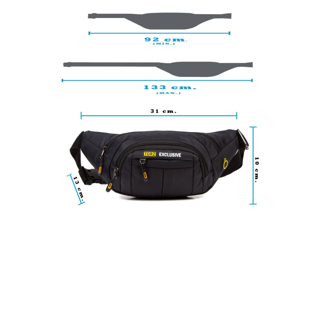 Torz Erkek Bel Çantası Çapraz Su Geçirmez Kumaş Göğüs Kulaklık Çıkışlı Çanta