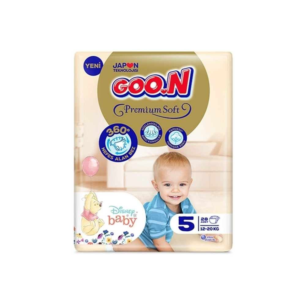 Goo.n Goon Premium Soft 5 Numara Bebek Bezi 12-20 Kg Jumbo Paket 28 Adet