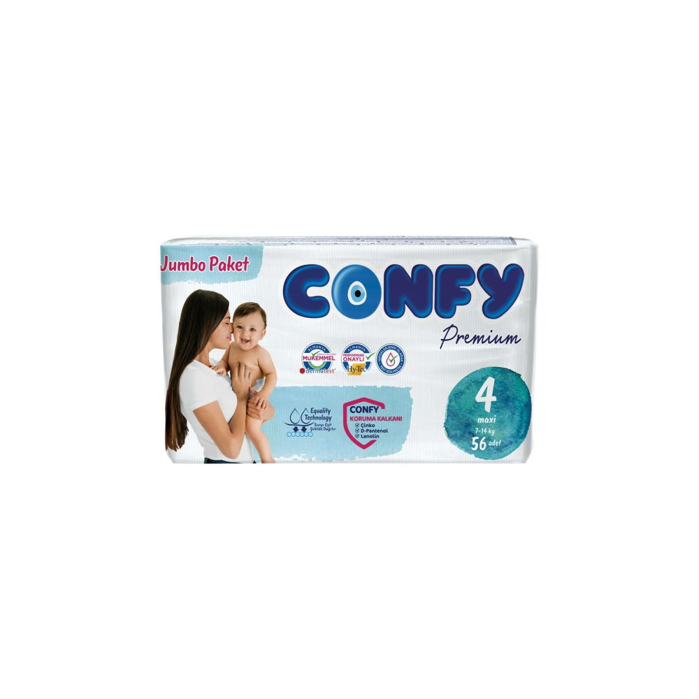 Confy Premium Bebek Bezi 4 Beden Maxi 56 Adet