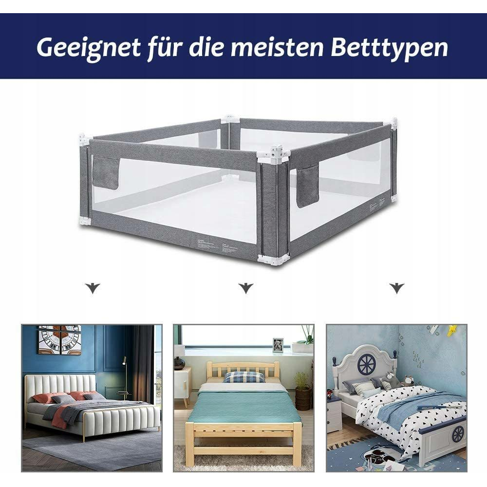 YIKANWEN Yatak ızgarası, 150 cm/180 cm/200 cm yatak koruma ızgarası, çocuk karyolası, ebeveyn yatakları ve tüm yataklar için uygun, masif ahşap