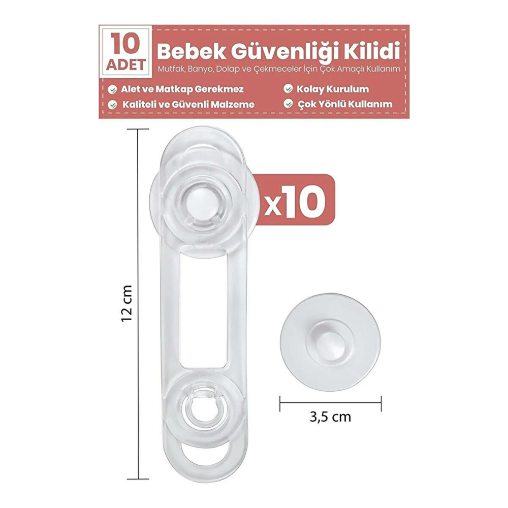 Ideal Baby 10 Adet Mini Çok Amaçlı Kilit Set - Renkli