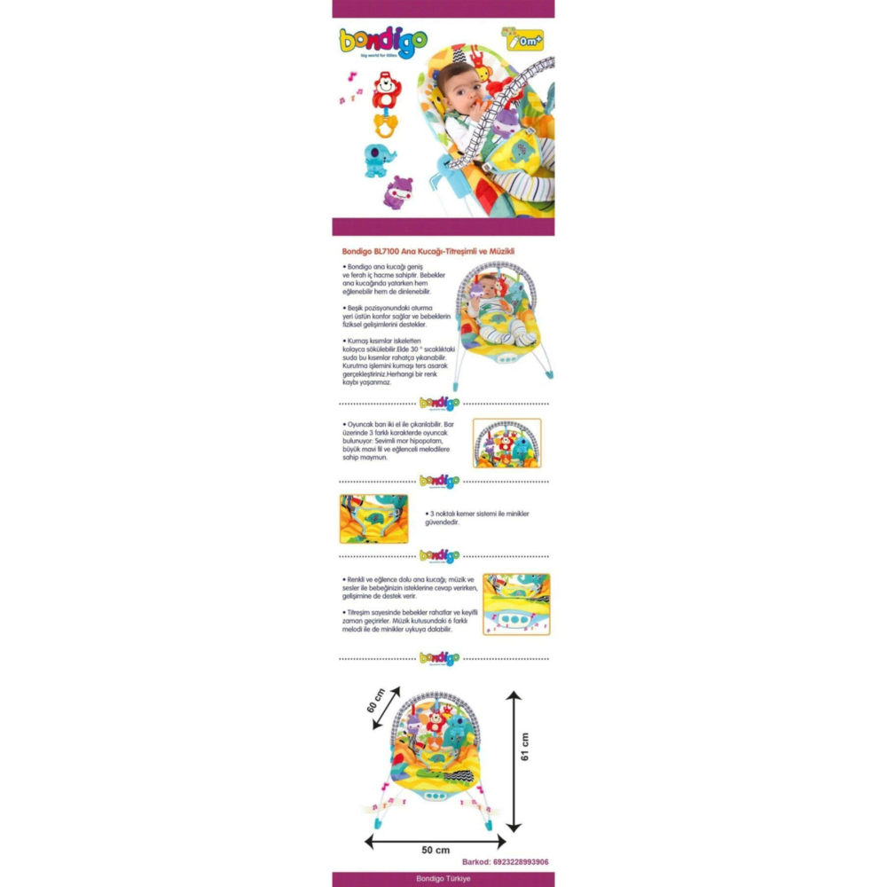 Bondigo BL7100 Ana Kucağı Titreşimli ve Müzikli