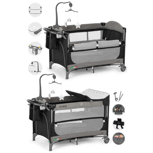 Elele Madre Anne Yanı Park Yatak Oyun Parkı 70X110 Cm Siyah-Gri