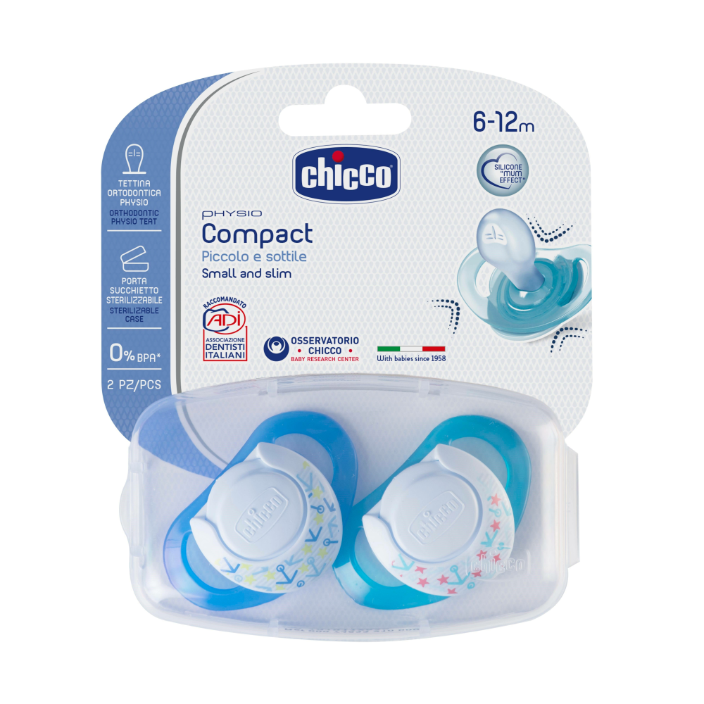 Chicco Physio Compact Silikon Emzik 6-12 Ay Erkek