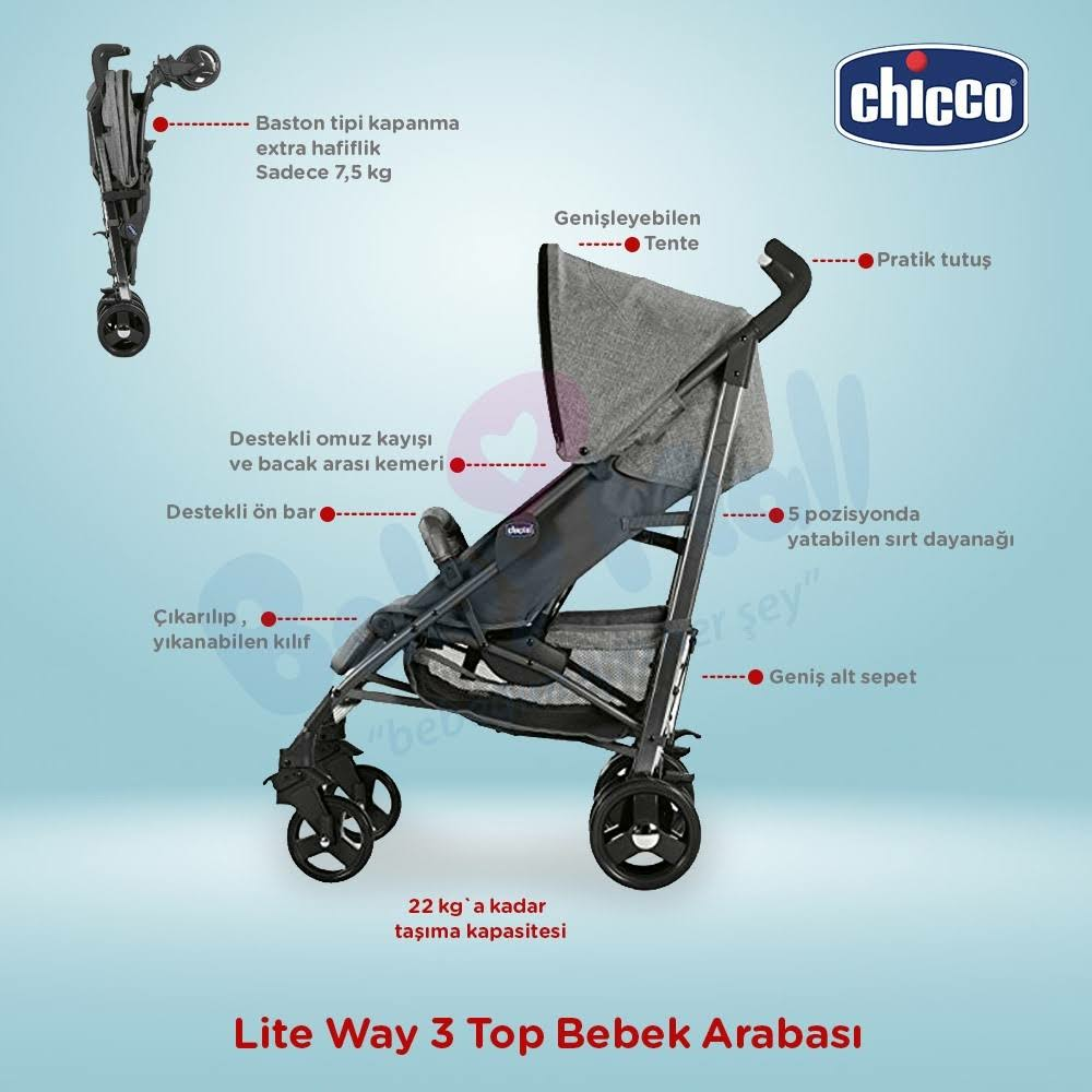 Chicco Lite Way 3 Top Baston Bebek Arabası
