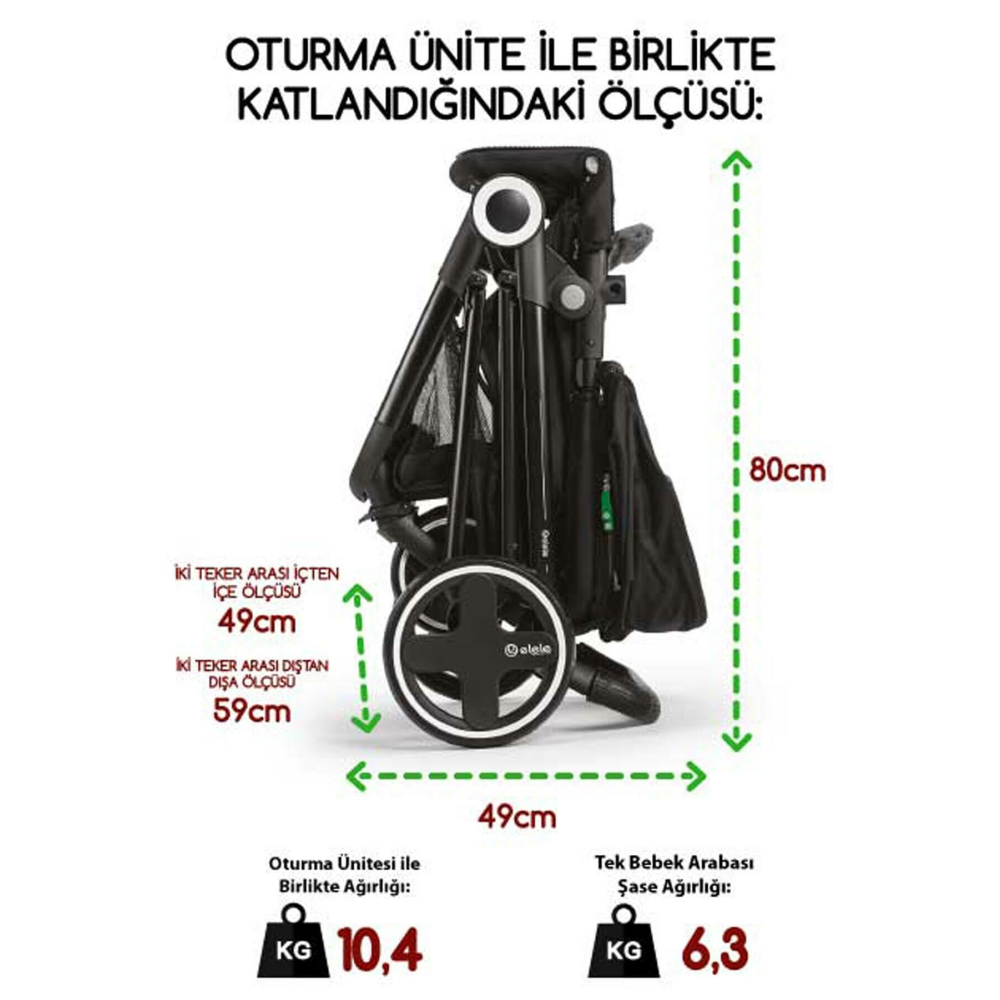 Elele Ranger 2 Travel Sistem Bebek Arabası Gri