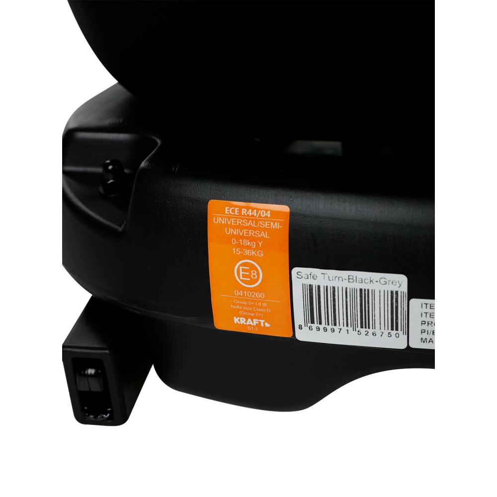 Kraft Safe Turn 0-36 kg 360 ° Dönebilen İsofix'li Oto Koltuğu - Gri