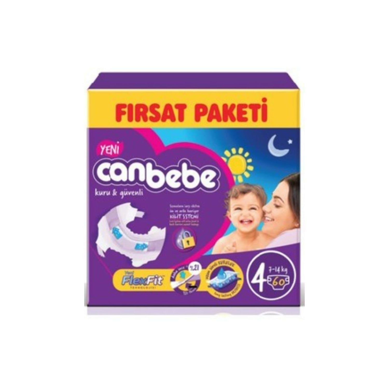 Canbebe Bebek Bezi Aylık Paket 4 Maxi Beden 60 Adet