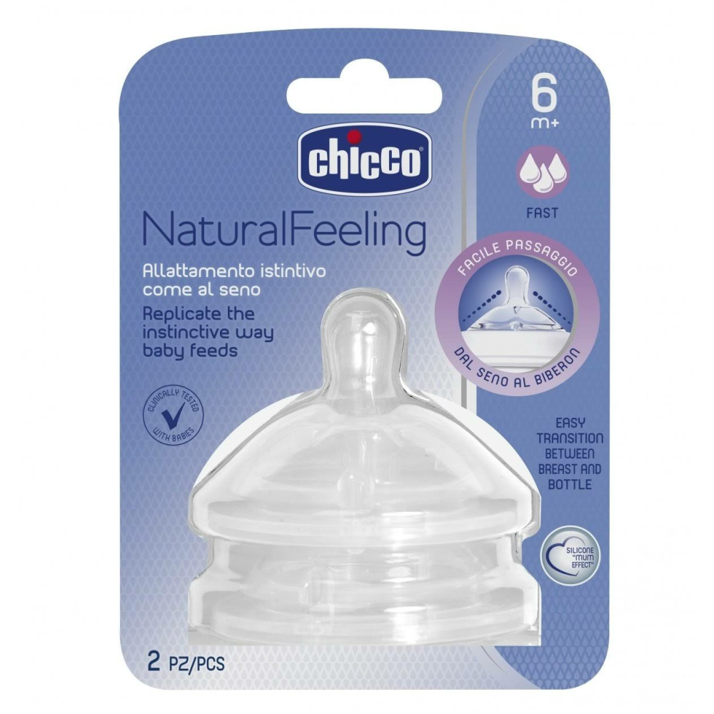 Chicco Natural Feeling 2'li Biberon Emziği 6 Ay+ Hızlı Akış