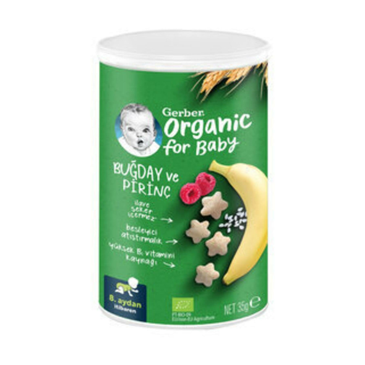 Gerber Organik Pirinçli Buğdaylı Muzlu Bebek Atıştırmalığı 35 G