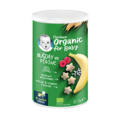 Gerber Organik Pirinçli Buğdaylı Muzlu Bebek Atıştırmalığı 35 G