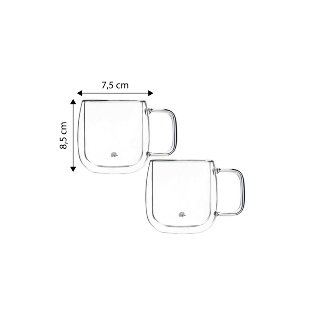 Jumbo Glory 2 Li Double Wall Çift Cidarlı Kulplu Küçük Bardak 250 Ml