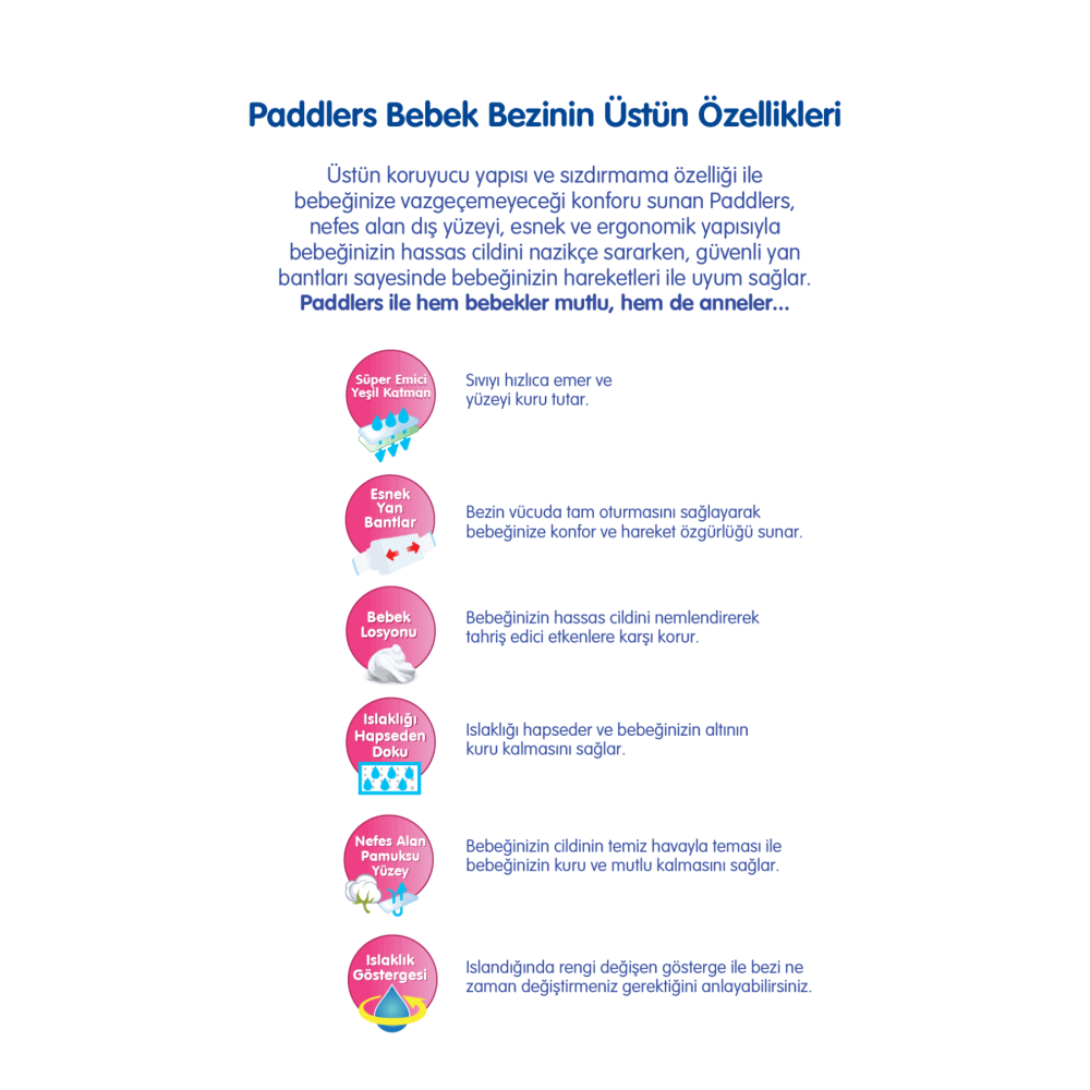 Paddlers Bebek Bezi 4 Numara Maxi 144 Adet (8-19 Kg) Aylık Paket