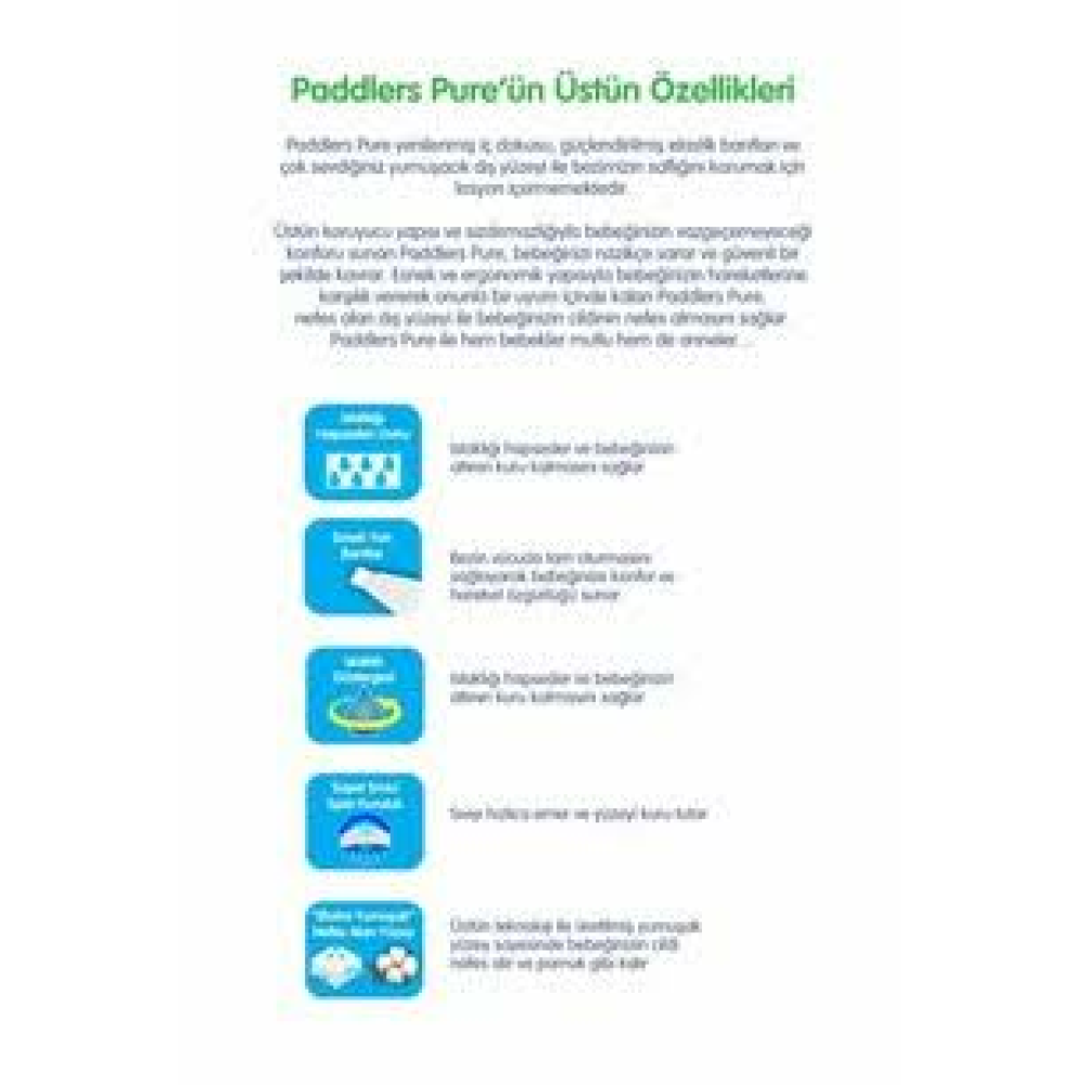 Paddlers Pure Bebek Bezi 6 Numara X-Large 60 Adet (15+ Kg) Aylık Fırsat Paketi