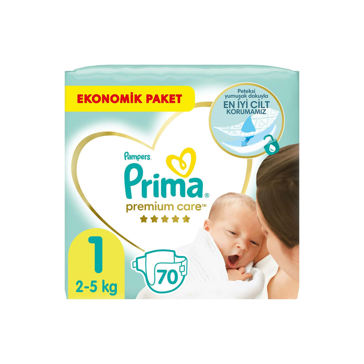 Prima Bebek Bezi Premium Care 1 Beden 70 Adet Ekonomik Paket