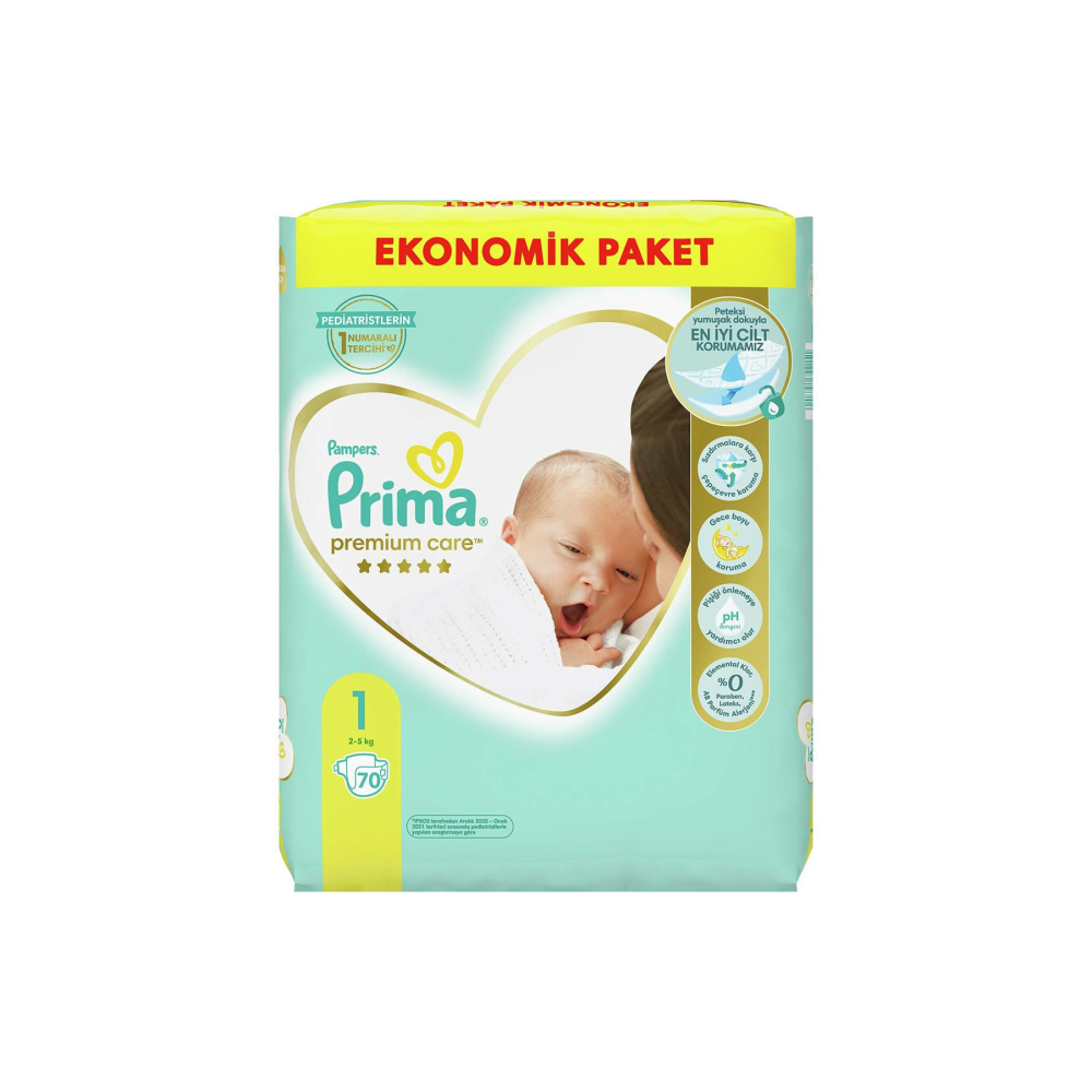 Prima Bebek Bezi Premium Care 1 Beden 70 Adet Ekonomik Paket