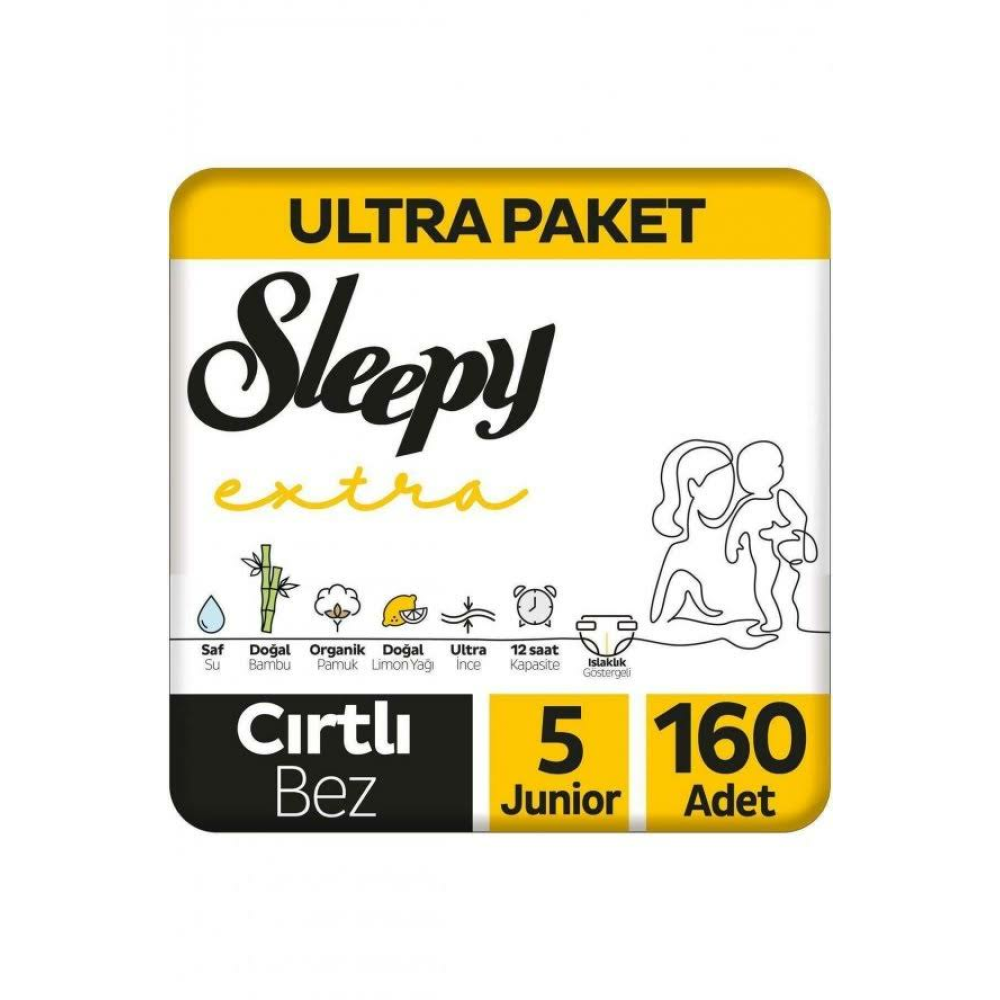 Sleepy Extra Günlük Aktivite 5 Numara Junior 160 Adet Bebek Bezi