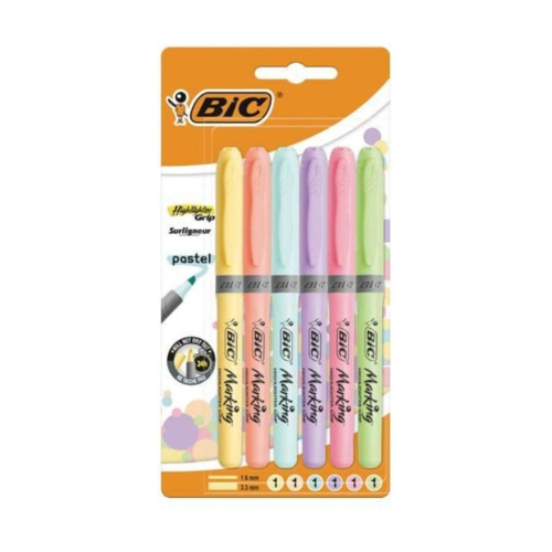 Bic Highlighter Grip Pastel Fosforlu Kalem 6'lı