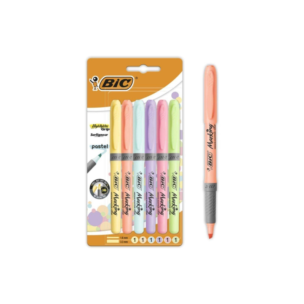 Bic Highlighter Grip Pastel Fosforlu Kalem 6'lı