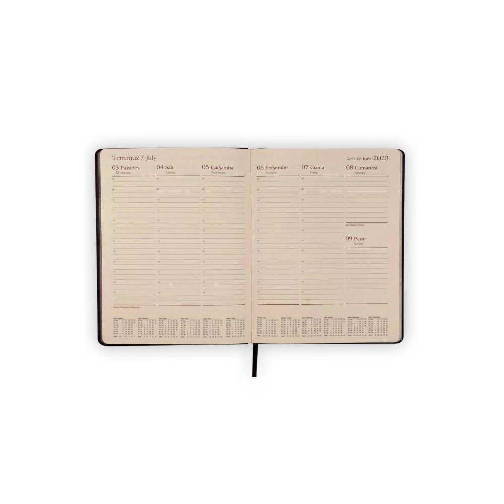 Ece Sahil Koleksiyonu Alaçatı 18,5x23,5 cm Çizgili Kahverengi Haftalık Ajanda
