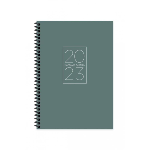 Keskin Color 2023 Haftalık Ajanda Spiralli Yeşil 17X24 Cm