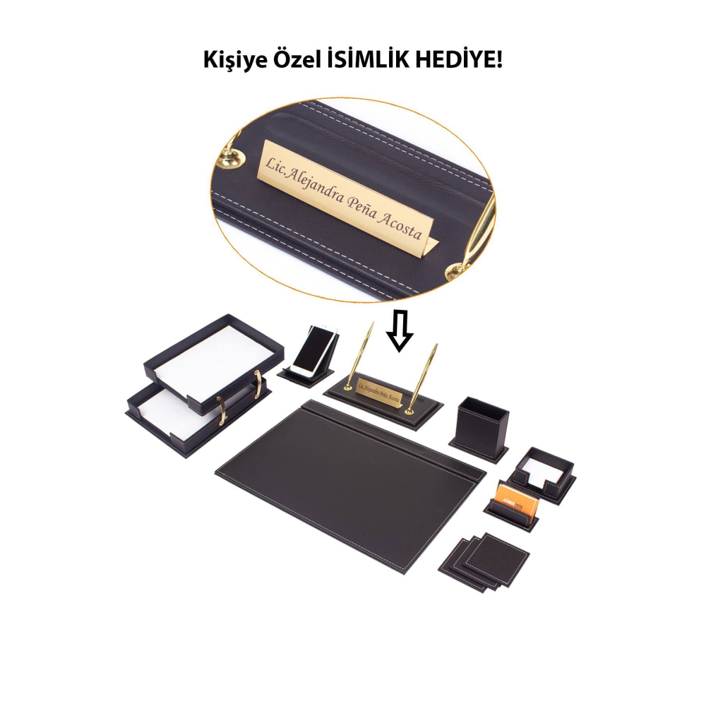 Güner Ofis Vega Sümen Takımı Siyah 11 Parça Ikili Evrak Raflı - Isimlik