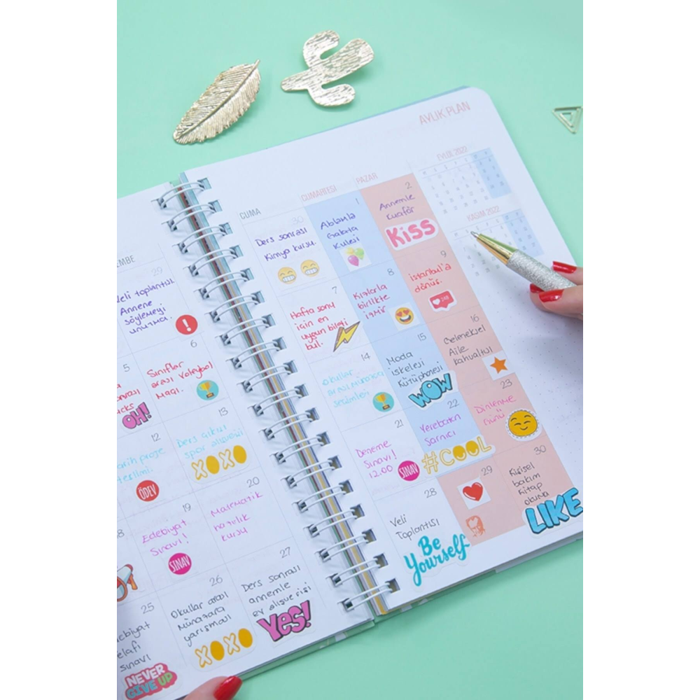 Le Color Akademik Ajanda 17X24 Spiralli 22/23 Sticker Ebru