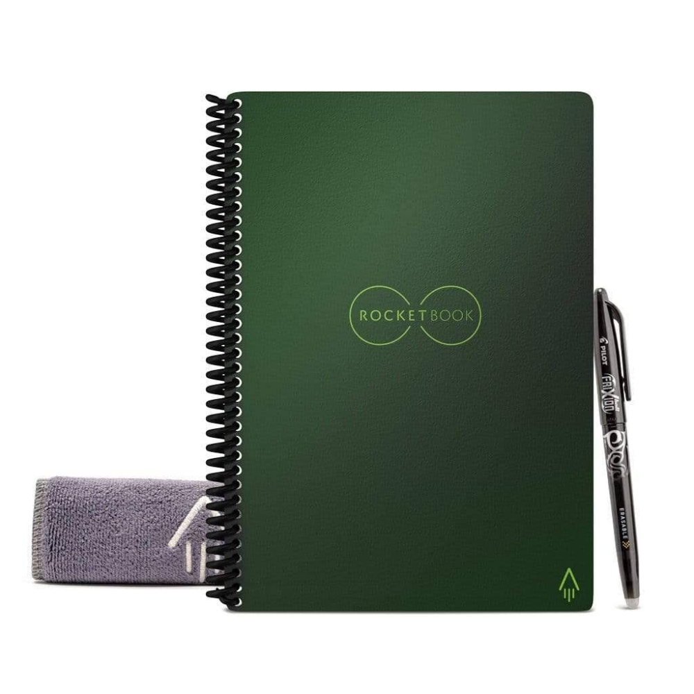 Rocketbook Akıllı Yeniden Kullanılabilir Defter - Astarlı Çevre Dostu Defter 1 Pilot Frixion Kalem ve 1 Mikrofiber Bez Dahil - Derin Uzay Grisi