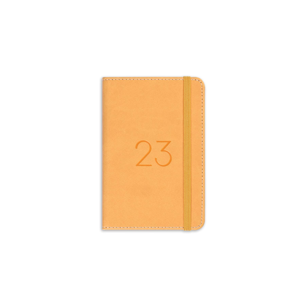 Matt Notebook 2023 Yılı Lastikli Günlük Cep Ajandası 12 Aylık Sarı