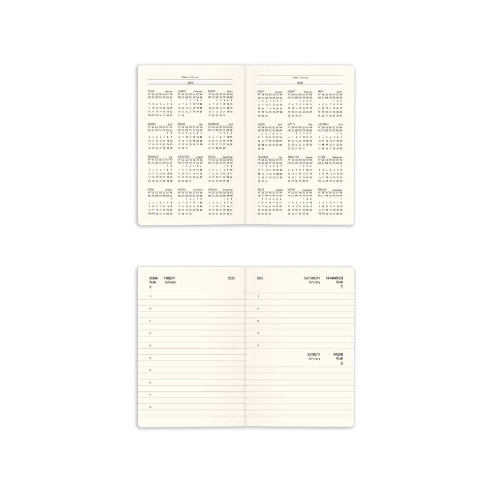 Matt Notebook 2023 Yılı Lastikli Günlük Cep Ajandası 12 Aylık Sarı