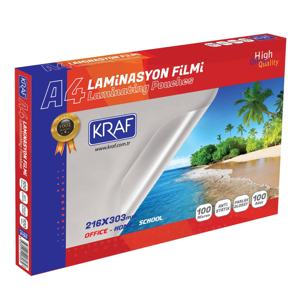 Kraf 2120 A4 100 Mic. Parlak Laminasyon Filmi