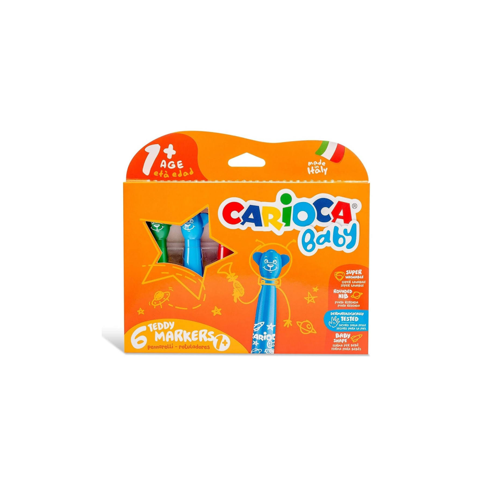 CARIOCA Teddy Jumbo Bebek Süper Yıkanabilir Keçeli Boya Kalemi 6'Lı