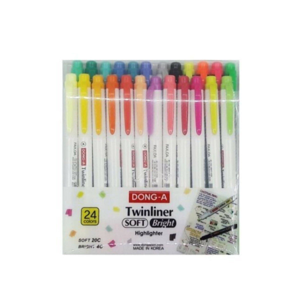 Dong-a Twinliner Soft Bright 24 Renk Çift Taraflı Fosforlu Kalem