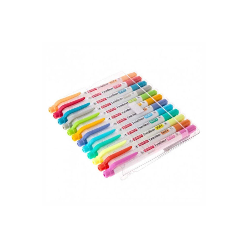 Dong-a Twinliner Soft Bright 24 Renk Çift Taraflı Fosforlu Kalem