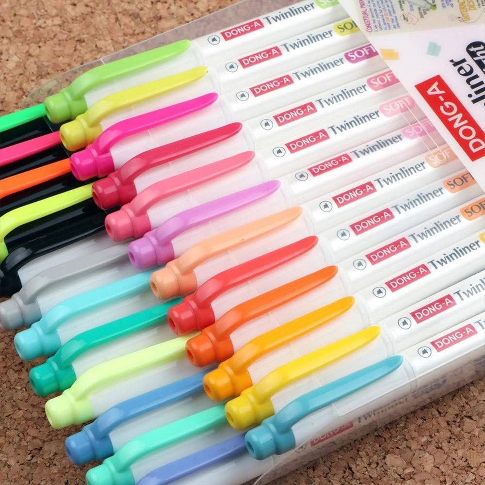 Dong-a Twinliner Soft Bright 24 Renk Çift Taraflı Fosforlu Kalem