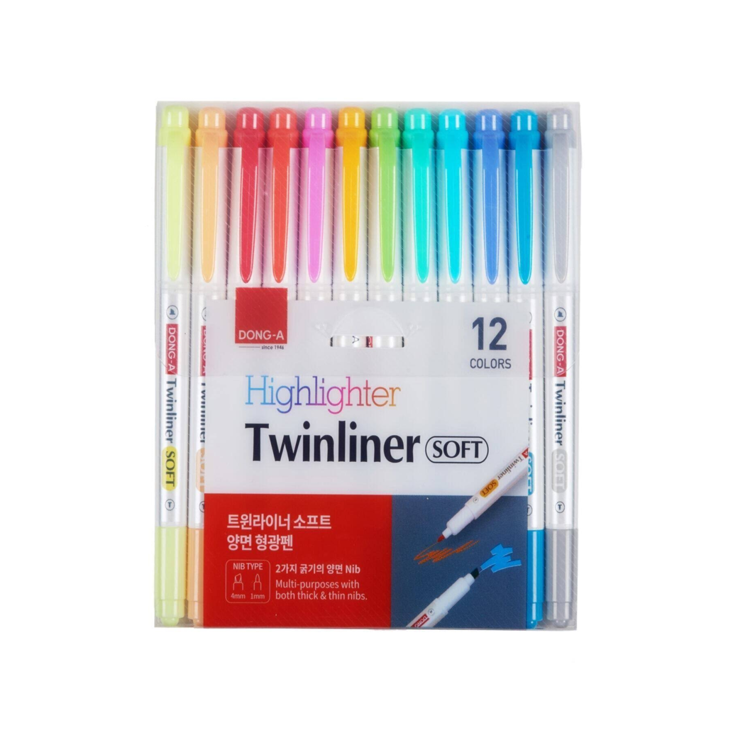 Dong-A Twinliner Soft Fosforlu Kalem Çift Taraflı 12'li
