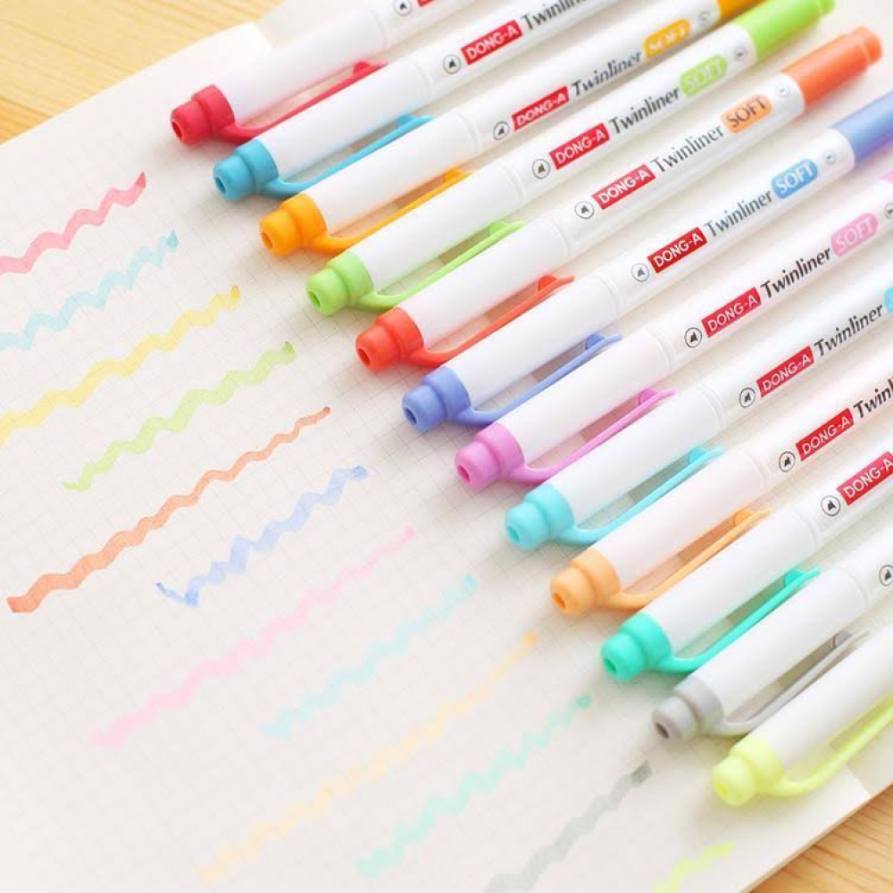 Dong-A Twinliner Soft Fosforlu Kalem Çift Taraflı 12'li