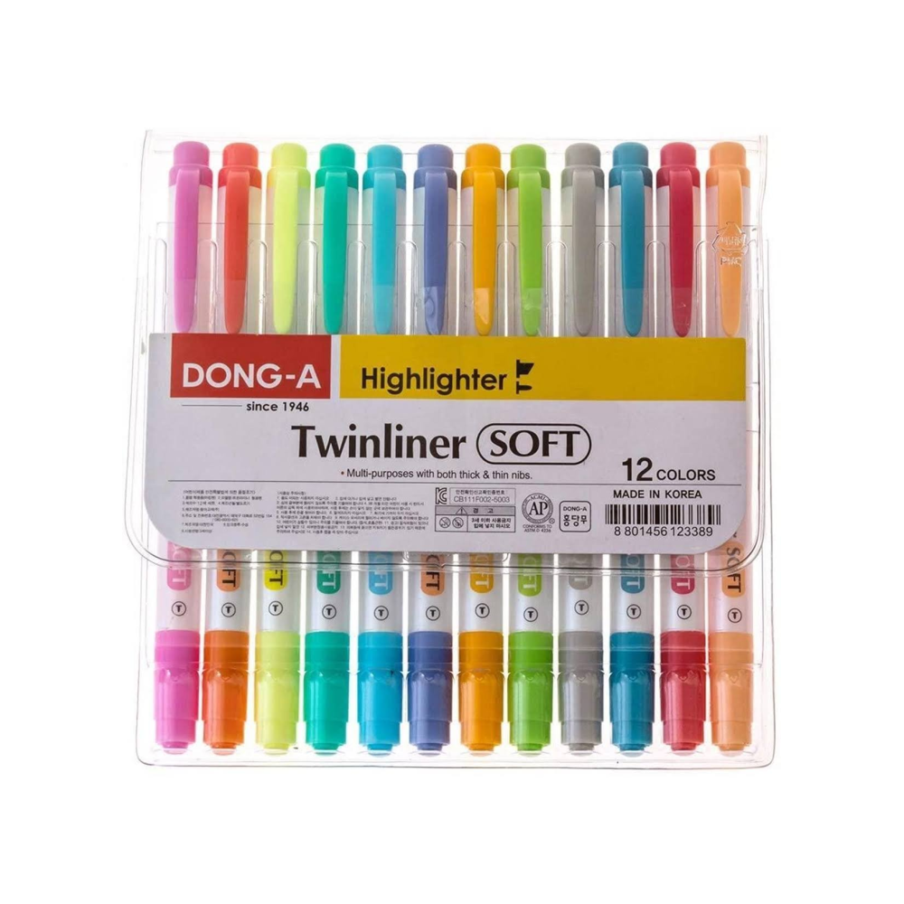 Dong-A Twinliner Soft Fosforlu Kalem Çift Taraflı 12'li