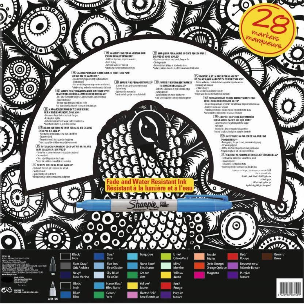 Sharpie Fine Permanent Markör 28li Tavuskuşu