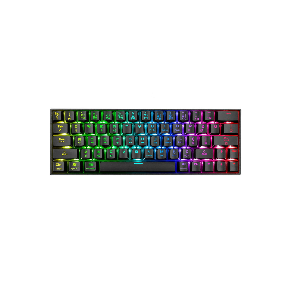 Rampage KB-RX63 B-ATOM Siyah Bluetooth RGB Backlight Blue Switch Mekanik Q 63 Tuşlu Mini Gaming Oyuncu Klavyesi