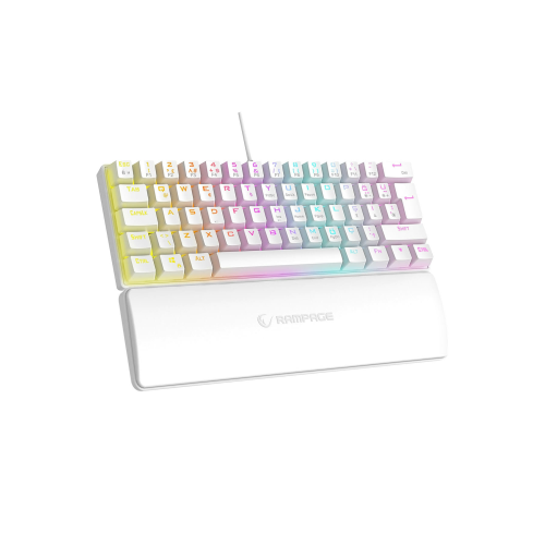 Rampage PLOWER K60 Beyaz 12 Işık Modlu Mekanik Bilek Destekli Blue Switch Gaming Oyuncu Klavye