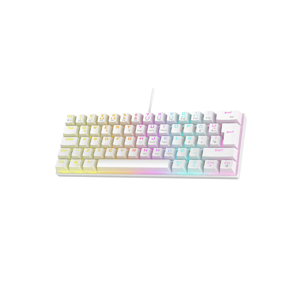 Rampage PLOWER K60 Beyaz 12 Işık Modlu Mekanik Bilek Destekli Blue Switch Gaming Oyuncu Klavye