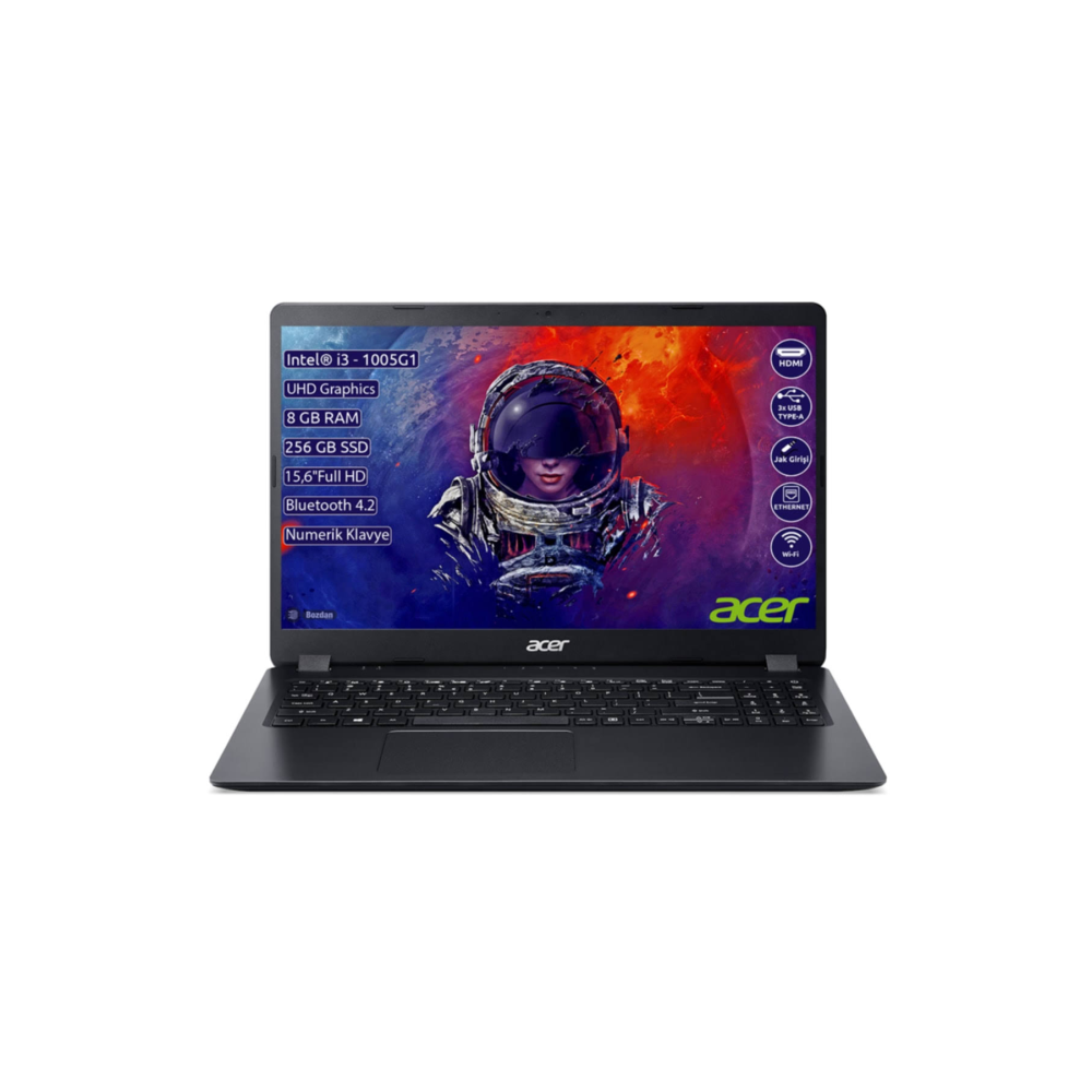 Acer Aspire 3 A315-56-327T İntel Core İ3 1005G1 8Gb 256Gb Ssd Freedos 15.6'' Fhd Taşınabilir Bilgisayar Nx.hs5ey.006